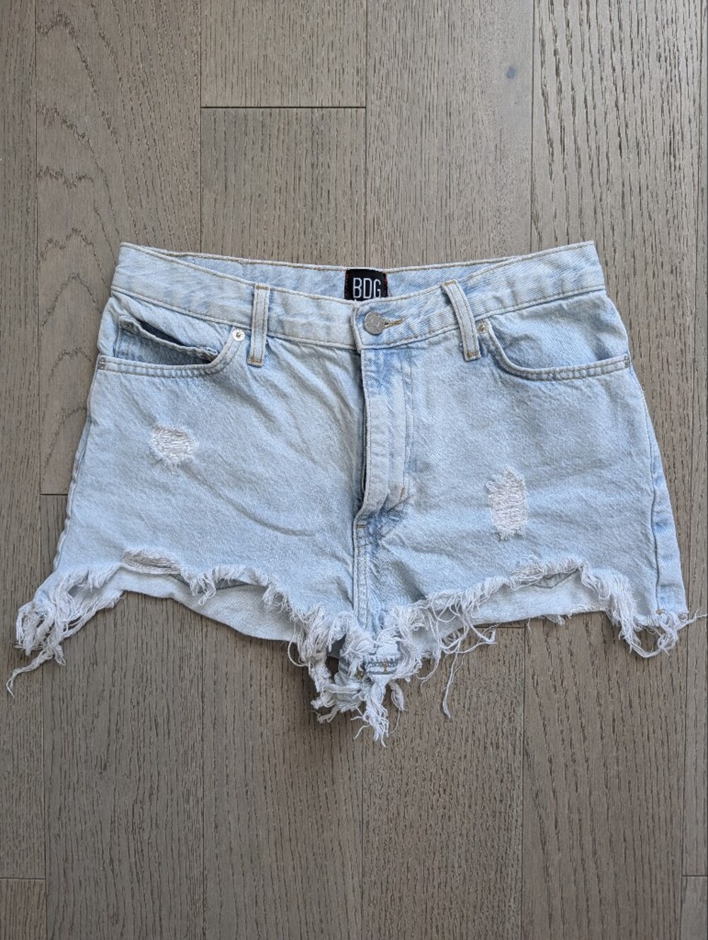 BDG Light Blue Distressed Denim Cutoff Shorts